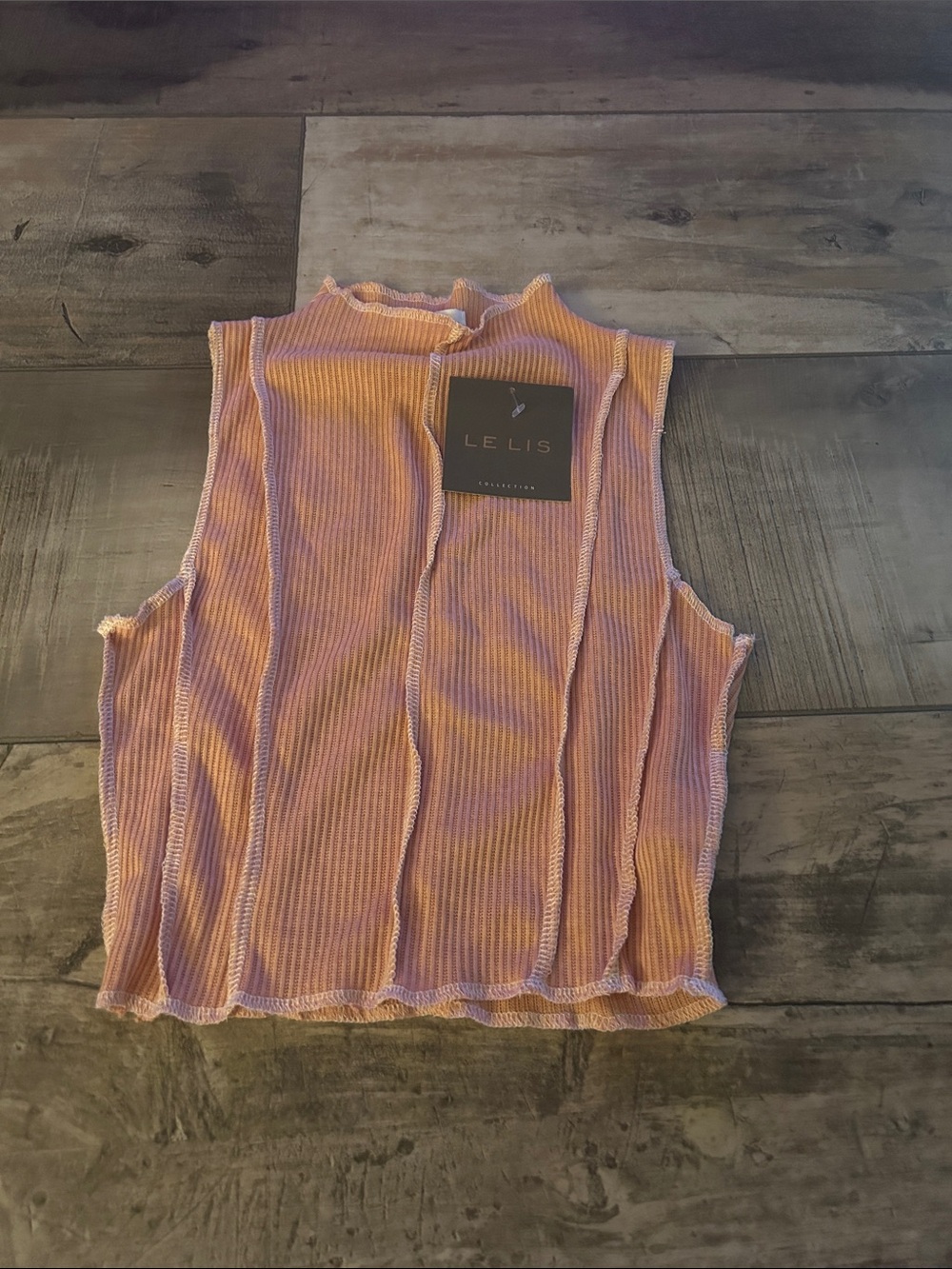 Le Lis Ribbed Mock Neck Tank in Light Pink NWT size small